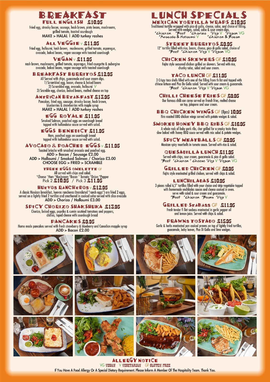 Frida Camden Breakfast & Lunch menu — Camden Mexican restaurant